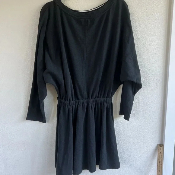 Free People Beach Santa Maria Mini Dress Women’s Small Black Dolman Sleeve - Picture 2 of 12